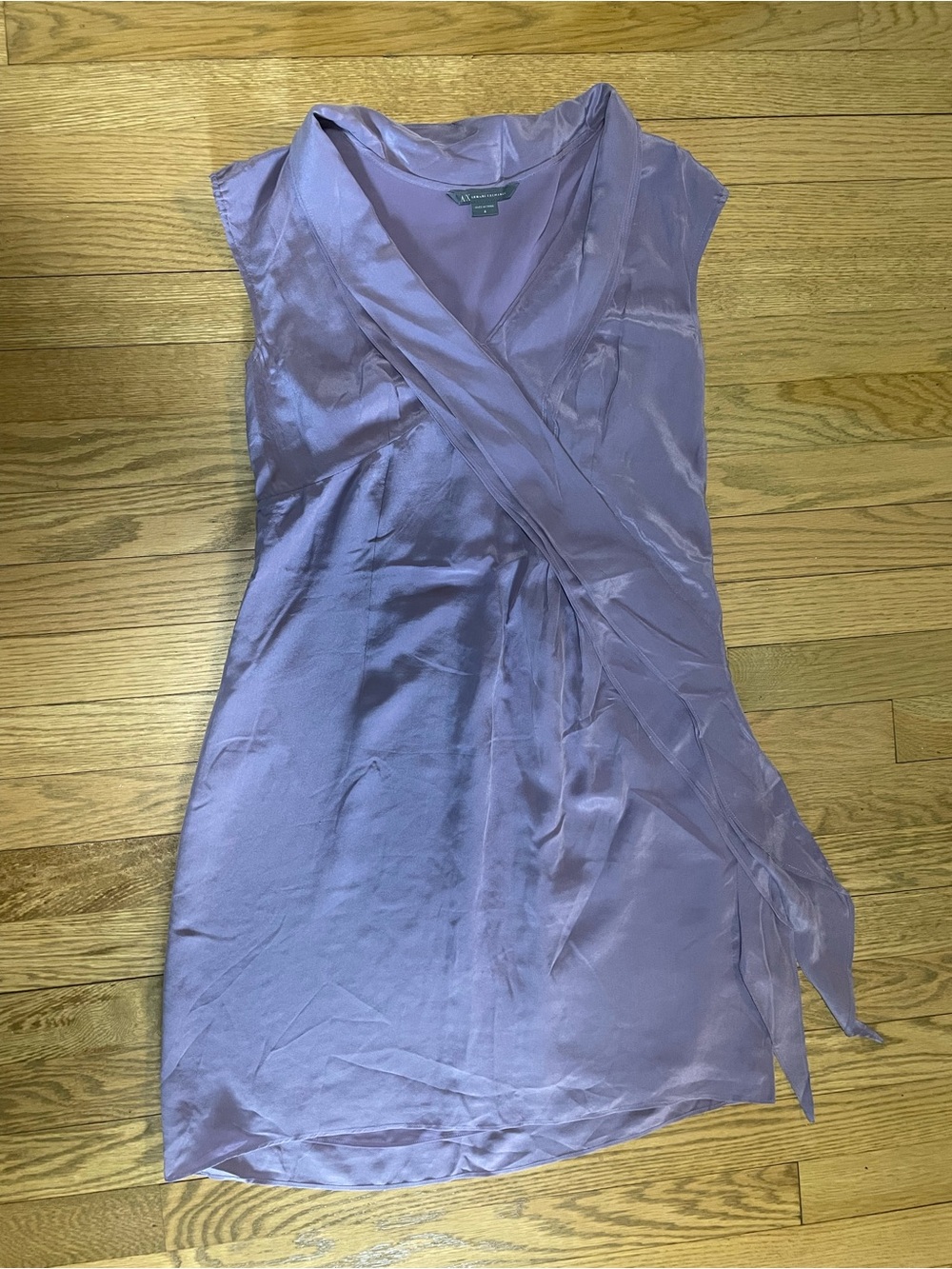 A/X - Armani Exchange Lavender Purple 100% Silk Faux Wrap Dress - Sz 4